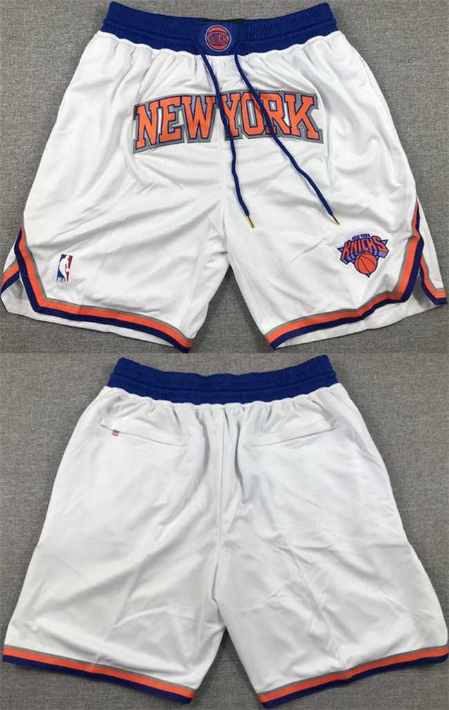 Men%27s New Yok Knicks White Shorts->nba shorts->NBA Jersey